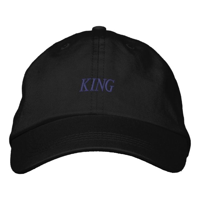 Basic Adjustable King-Hat Black Colour Sports Supe Embroidered Hat (Front)