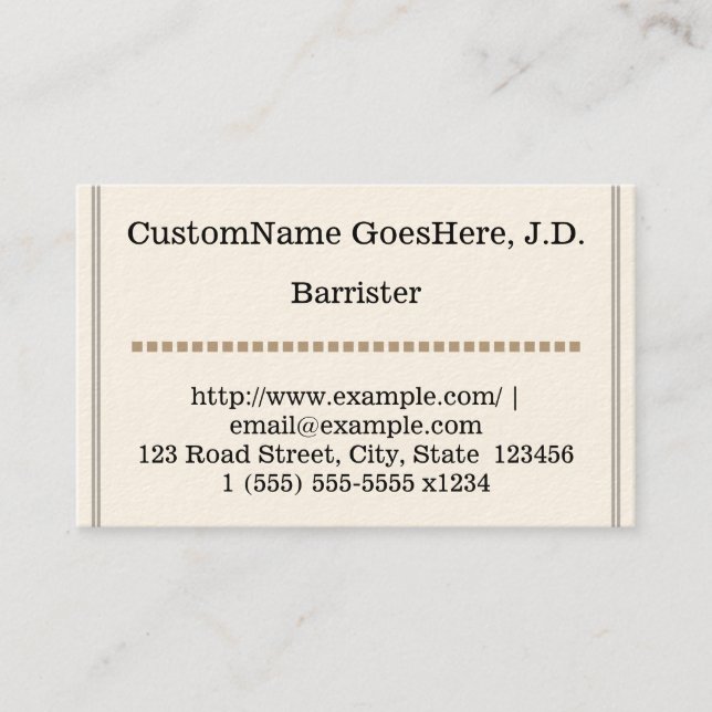 Basic and Conservative Barrister Business Card (Front)