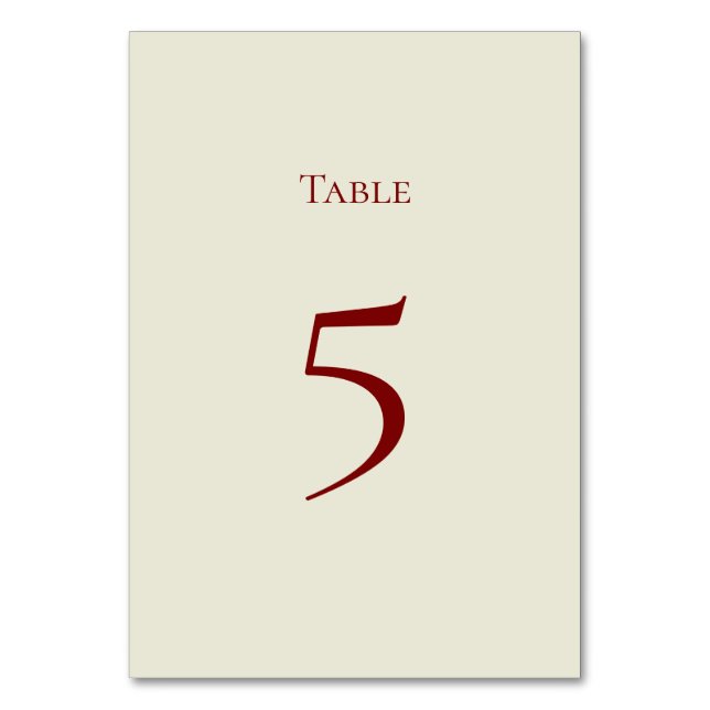 Basic and Elegant Table Number Card (Front)