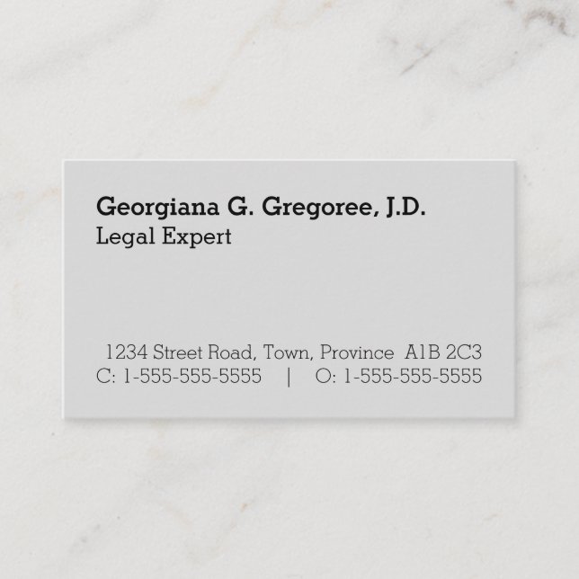 Basic and Humble Attorney Business Card (Front)