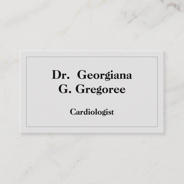 Basic and Minimalist Cardiologist Business Card (Front)