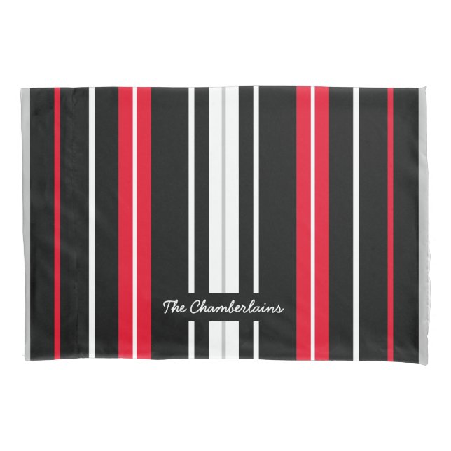 Basic and Simple Red White and Black Pillowcase (Front)