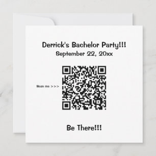 Basic Bachelor Party Invitation with QR Code Info