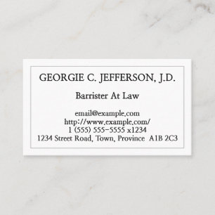 Basic Barrister At Law Business Card
