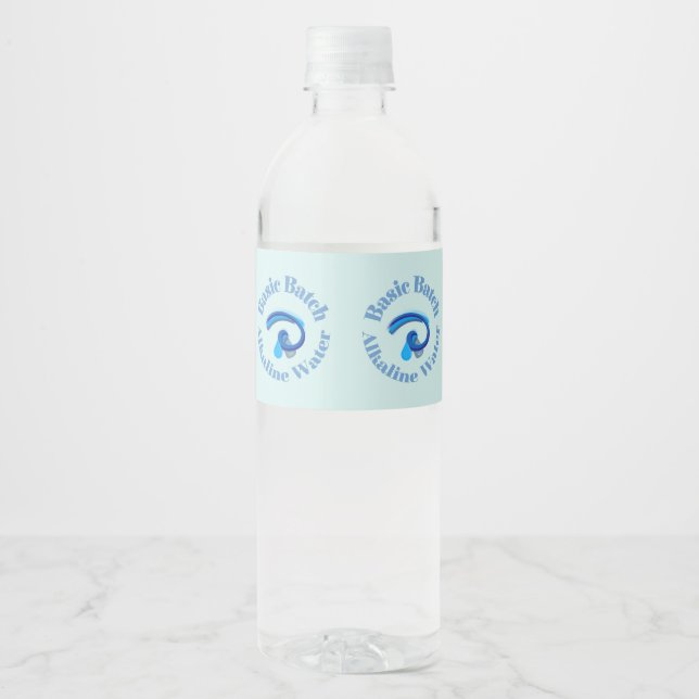 Basic Batch Alkaline Water graphic design logo Water Bottle Label (Front)