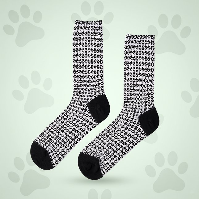 Basic Black and White Paw Print Socks (Black and white paw print socks. )
