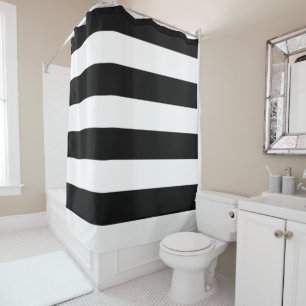 Basic Black and White Striped Shower Curtain