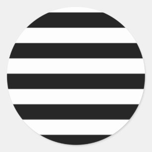Basic Black and White Stripes Classic Round Sticker