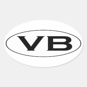 Basic Black and White VB Virginia Beach Oval Logo Oval Sticker