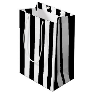 Basic Black and White Vertical Stripes Medium Gift Bag