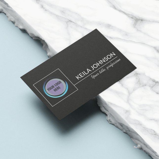 Basic Black QR Code Business Logo Custom  Card (Creator Uploaded)