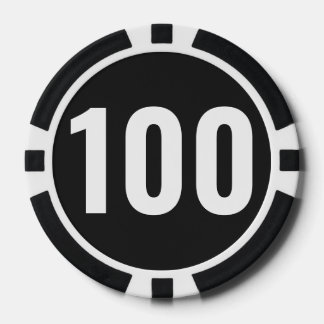 Basic Black White Bold Number Poker Chips