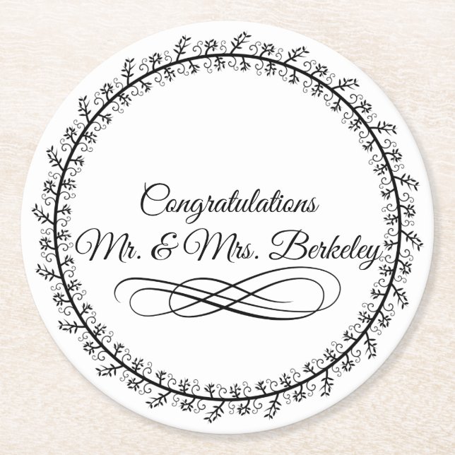 Basic Blank Paper Coasters for Weddings (Front)