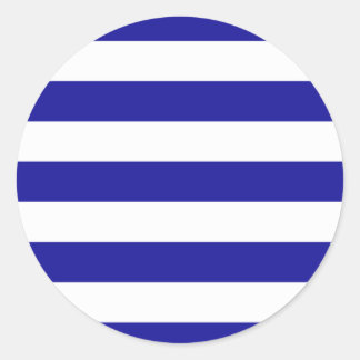 Basic Blue and White Stripes Classic Round Sticker