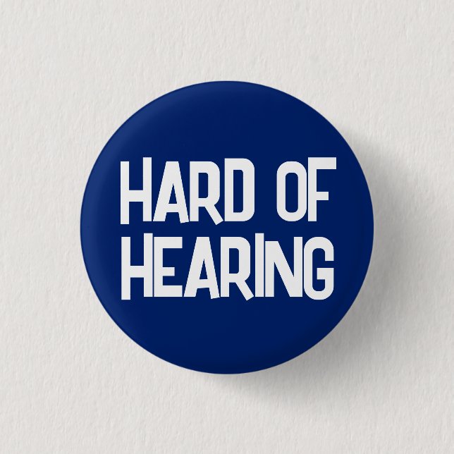 Basic Blue Fun Lettering Hard of Hearing 3 Cm Round Badge (Front)