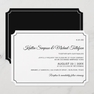 Basic Border Elegant Wedding Invitations (Black)