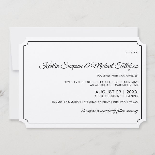 Basic Border Elegant Wedding Invitations (Kraft) (Front)