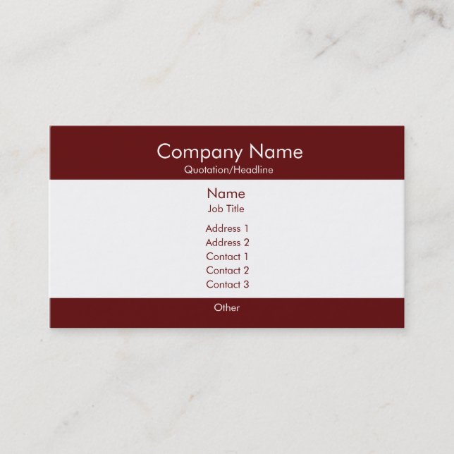 Basic Burgundy & White Business Card (Front)