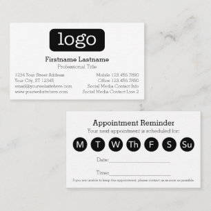 Basic Business Design Logo 7 Day Schedule Appointment Card