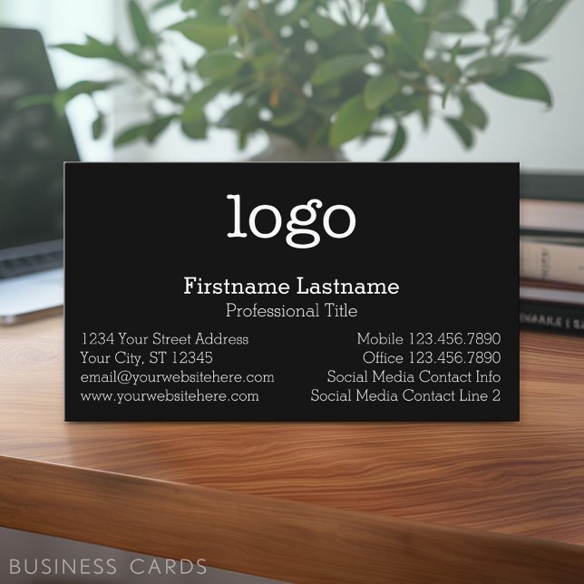 Basic Business Design Logo and Contact Information Card (Custom Business Card - Online Template Plus Low Quantity Printing)