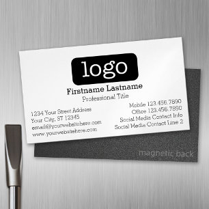 Basic Business Design Logo and Contact Information Magnetic Business Card