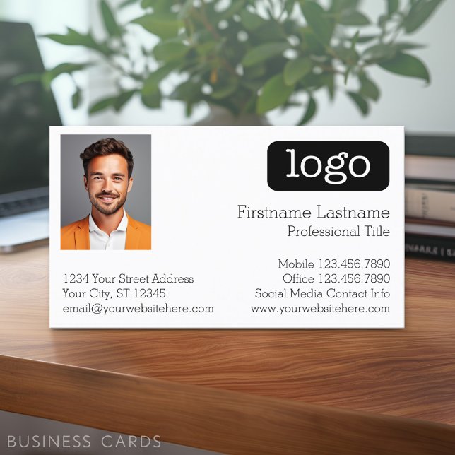 Basic Business Design with Logo and Photo Card (Custom Business Card - Online Template Plus Low Quantity Printing)