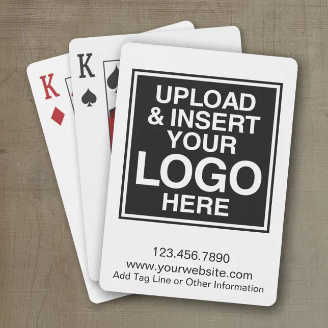 Basic Business Logo with custom text Playing Cards | Zazzle