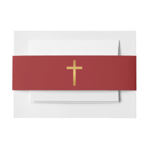 Basic Christian Cross Golden Ratio Gold Red Invitation Belly Band