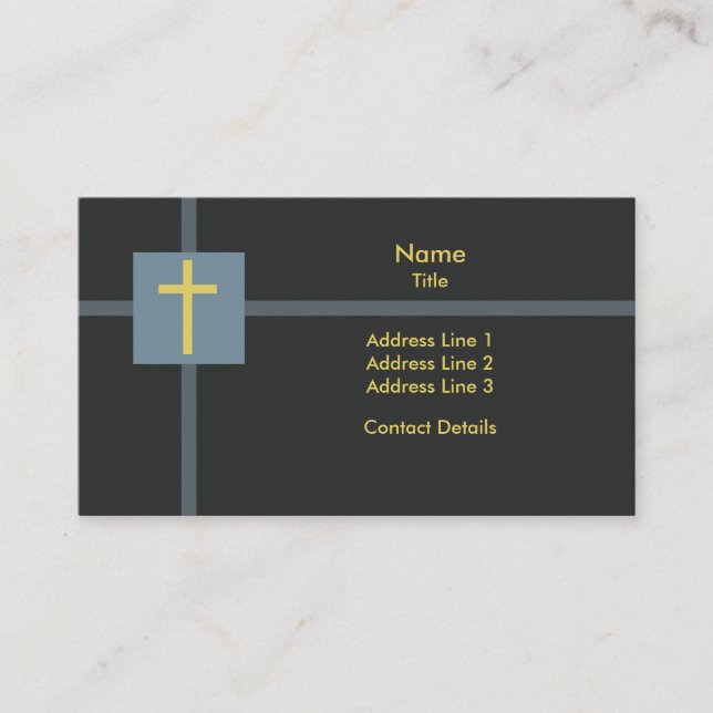 Basic Christian Cross Golden Ratio Yellow Blue Business Card (Front)