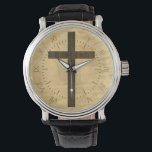 Basic Christian Cross Wooden Veneer Maple Rosewood Watch<br><div class="desc">A while back, as part of a commission job, I made a cross fleury for a christening invite design, a cross with lily-flower like heraldic flourishes at the points. I found it quite elegant and nice and I made a range of designs using it. For a while I have thought...</div>