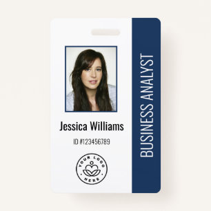 Basic Company Logo Photo Blue Employee ID ID Badge