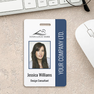 Basic Company Logo Photo Blue Employee Security ID Badge