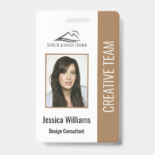 Basic Company Logo Photo Brown Employee Security ID Badge