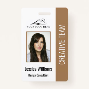 Basic Company Logo Photo Brown Employee Security ID Badge