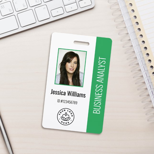 Basic Company Logo Photo Green Employee ID ID Badge (Creator Uploaded)