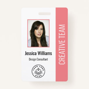 Basic Company Logo Photo Pink Employee ID ID Badge