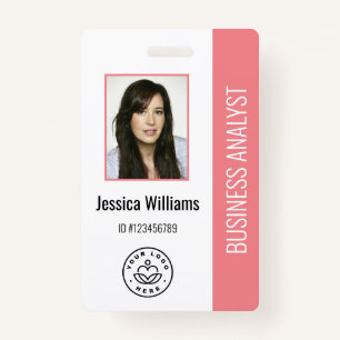 Basic Company Logo Photo Pink Employee ID  ID Badge