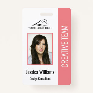 Basic Company Logo Photo Pink Employee Security ID Badge