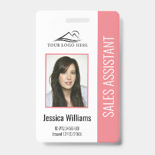Basic Company Logo Photo Pink Employee Security ID Badge