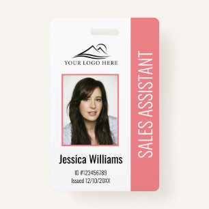Basic Company Logo Photo Pink Employee Security ID Badge