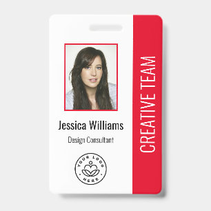 Basic Company Logo Photo Red Employee ID Badge