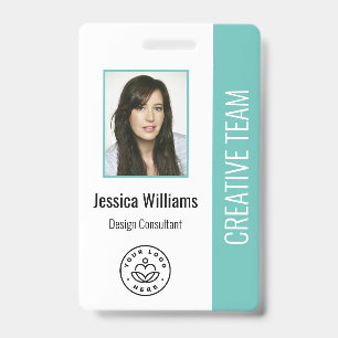 Basic Company Logo Photo Turquoise Employee ID Badge