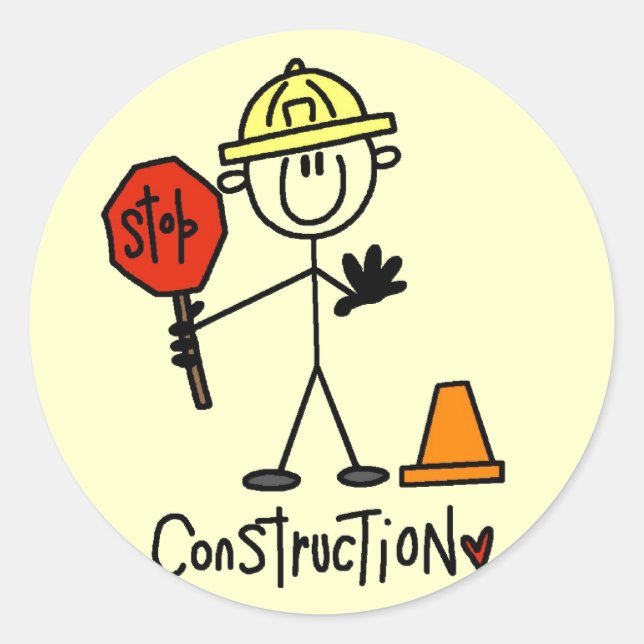 Basic Construction Tshirts and Gifts Classic Round Sticker (Front)