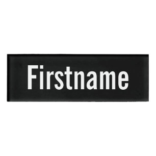 Basic Custom Name only - black and white Name Tag