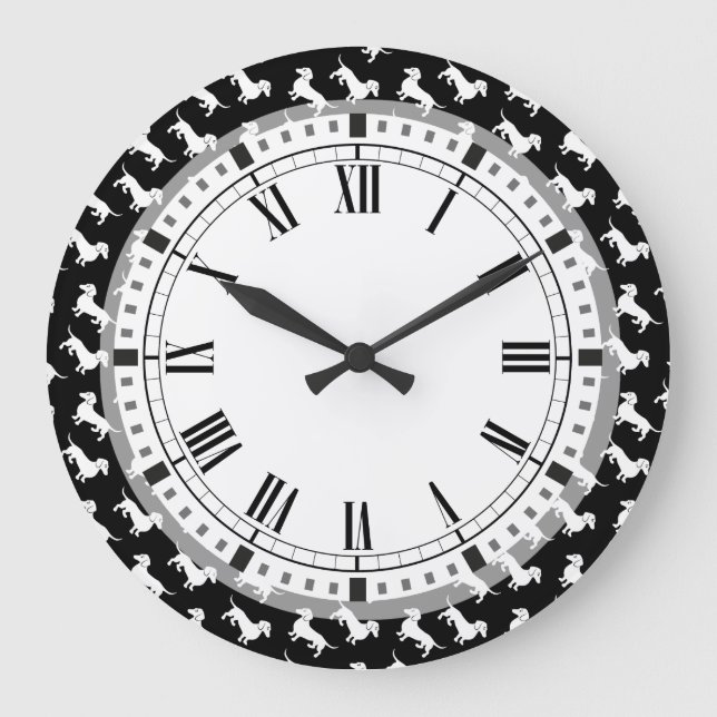 Basic Dachshund Pattern Large Clock (Front)