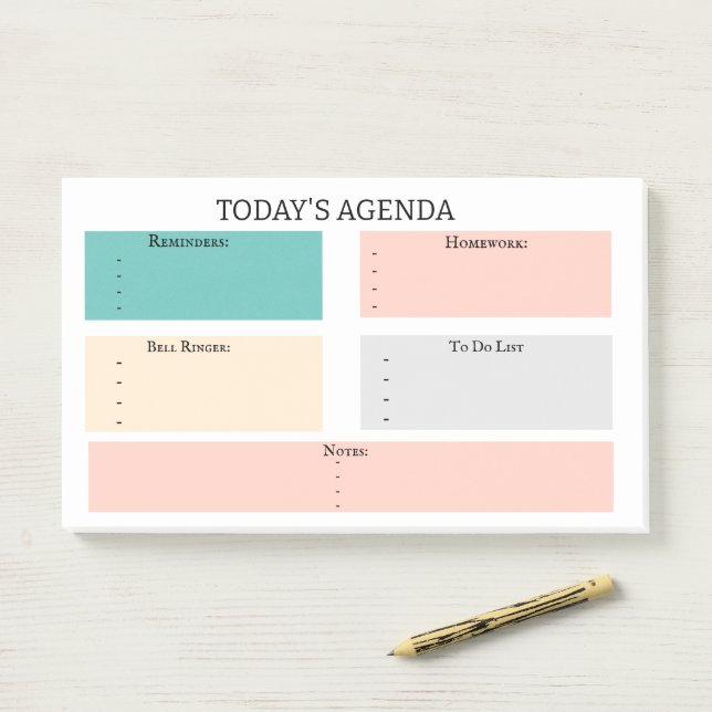 Basic Daily Planner Task Todays Agenda To Do List Post-it Notes (On Desk)