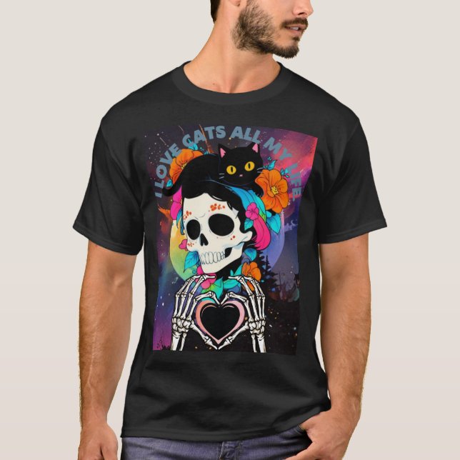 Basic Dark T-shirt (Halloween T-shirt with Skull a (Front)