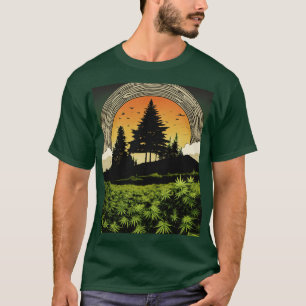 Basic Dark T-Shirt with Cannabis Hill Silhouette –