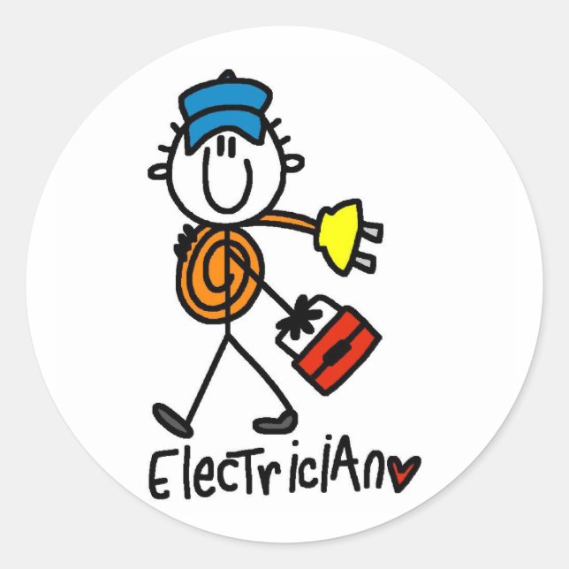 Basic Electrician Tshirts and Gifts Classic Round Sticker (Front)