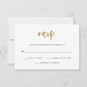 Basic Elegant Faux Gold Wedding RSVP Card